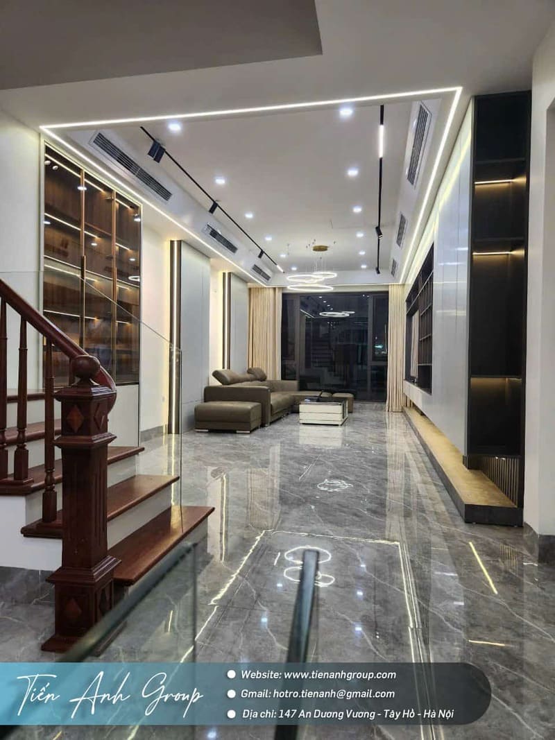 Gạch ốp tường phòng khách khổ lớn 