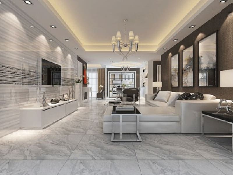 Gạch lát nền trang trí phòng khách