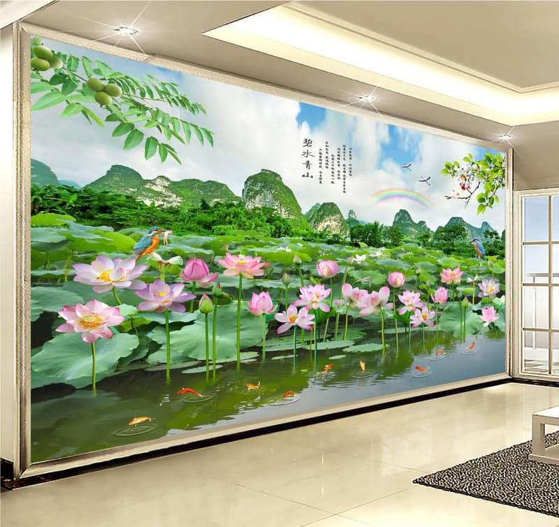 Kết Hợp tranh gachj Hoa Sen Với Văn Bản Tâm Linh