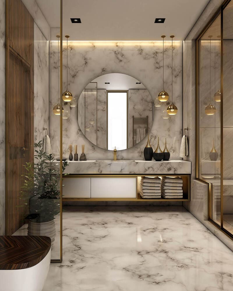 Gạch Lát Đá Marble phòng tắm