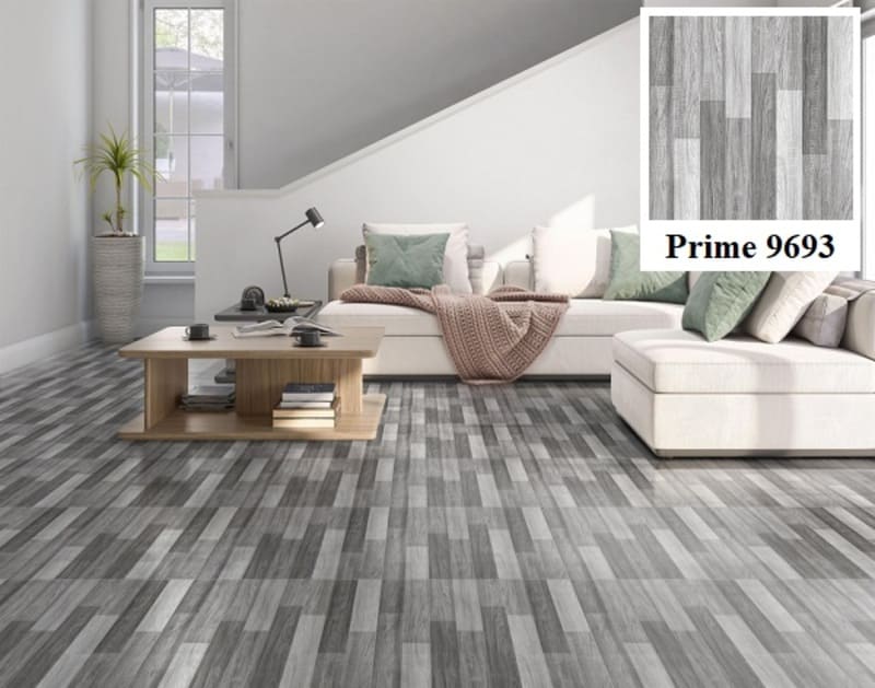 Phòng Khách Mở Với Gạch Trắng Kem