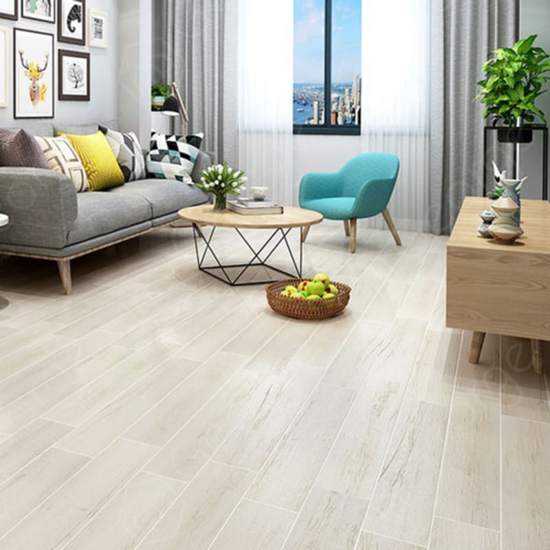 Gạch Giả Gỗ Đồng Tâm 60x60 Màu Trắng Kem