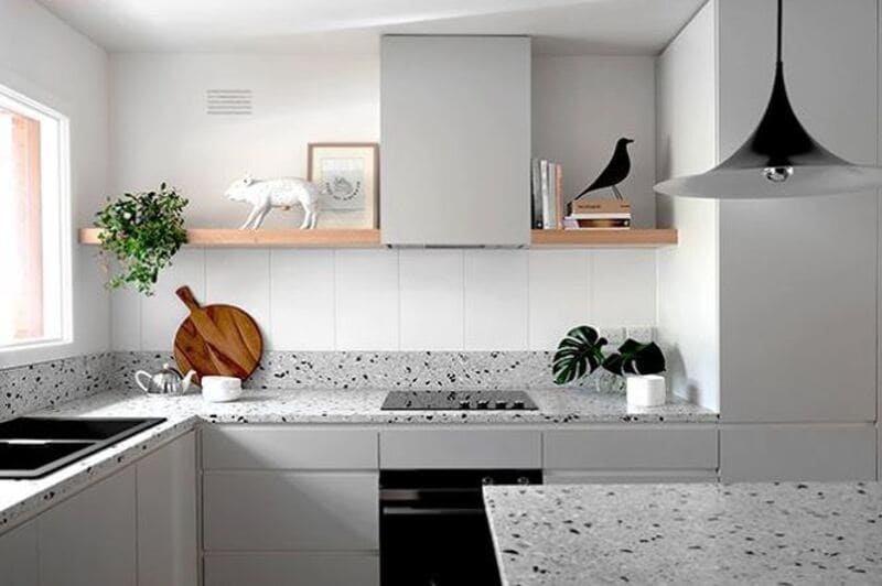 Mẫu Gạch Terrazzo Đen và Trắng Họa Tiết