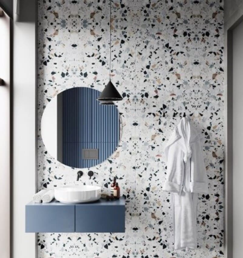 Gạch Terrazzo trắng và đen