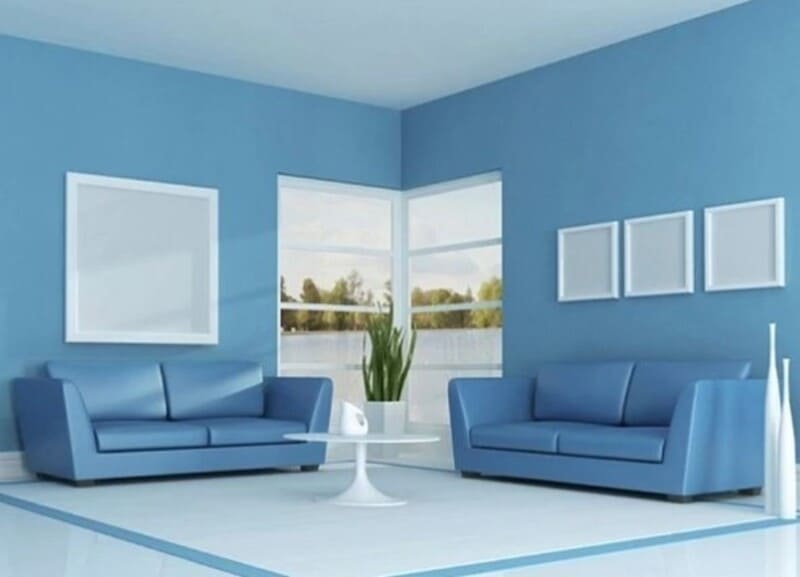 Gạch lát nền xanh dương kết hợp với gạch trắng